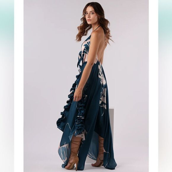 NWT PRAIA PR Bellagio 17191 Maxi Dress Large Green Pink Floral - Picture 6 of 14